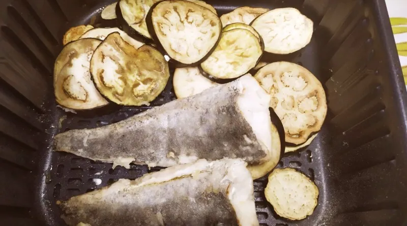 Receta de pescado frito con berenjenas en freidora  de aire o Air fryer